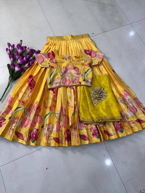 New launching position foil work lehenga choli silk  Luxury kids wear manufacturer